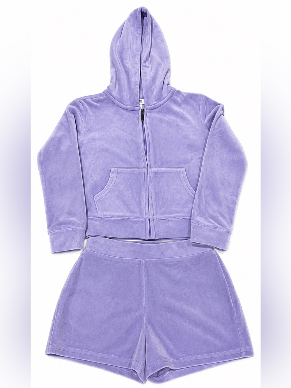 Haute Hippie Kids Style Purple Velour Hoodie & Shorts Set Girls Size 6